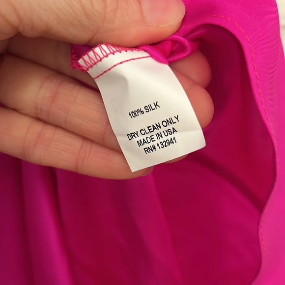 Amanda Uprichard REVOLVE Camellia Silk Asymmetric Dress Hot Pink size Large - Picture 4 of 8